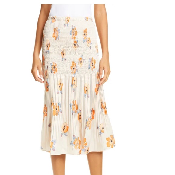 Nicholas Smocked Midi Skirt - Picture 2 of 11